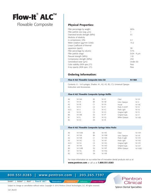 Flow-ItÂ® ALCâ¢ Flowable Composite - Pentron Clinical