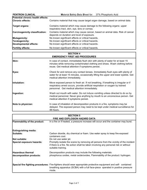 37% Phosphoric Acid Etch Gel MSDS - Pentron Clinical