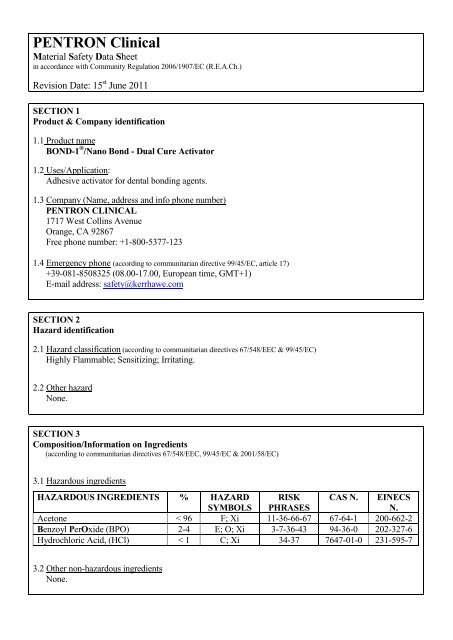 MSDS EU EN - Pentron Clinical