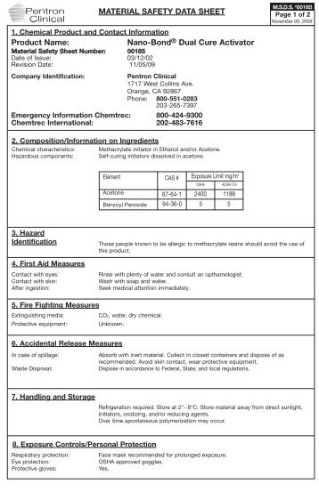 Nano-Bond Dual Cure Activator MSDS - Pentron Clinical