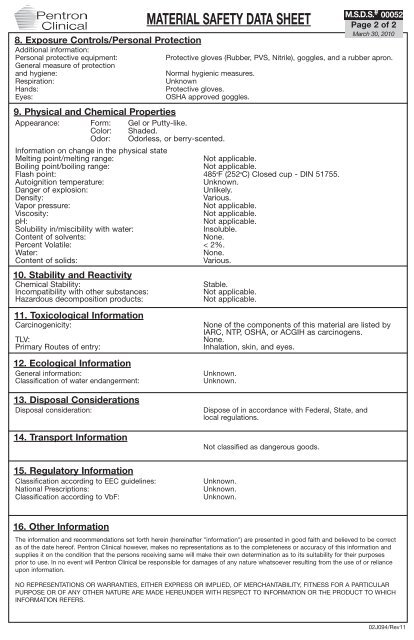 MATERIAL SAFETY DATA SHEET - Pentron Clinical