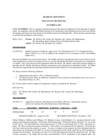 Enviromental Comm. Agenda 12/14/09 - Borough of Franklin Lakes