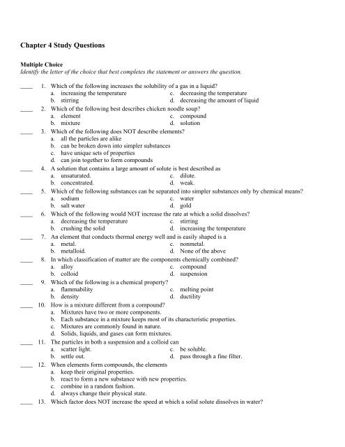 Chapter 4 Study Questions