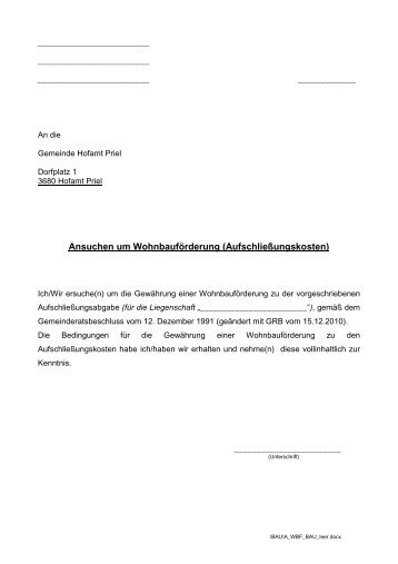 Ansuchen um WohnbaufÃ¶rderung - Gemeinde Hofamt Priel