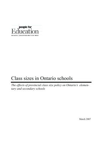 Class sizes in Ontario schools - People for Education