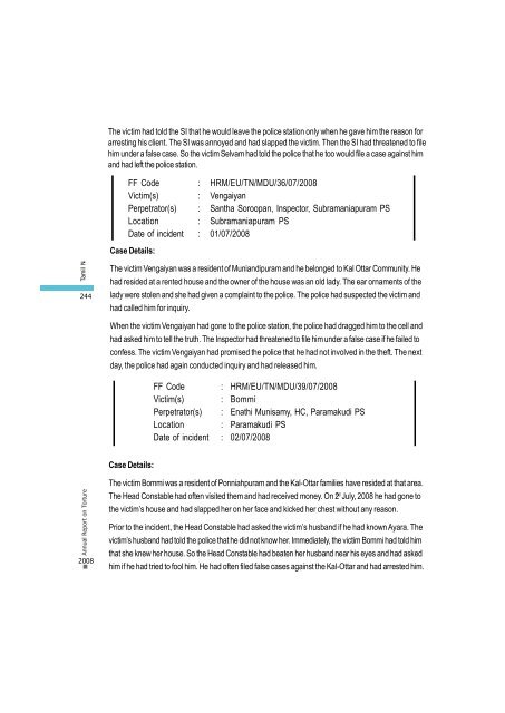 Annual Report on Torture 2008 - Vol - People's watch