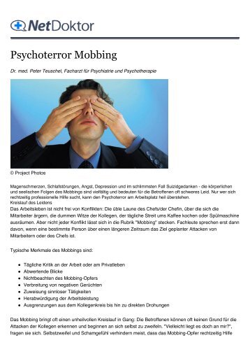 Psychoterror Mobbing - Netdoktor.de - Dr. med. Peter Teuschel