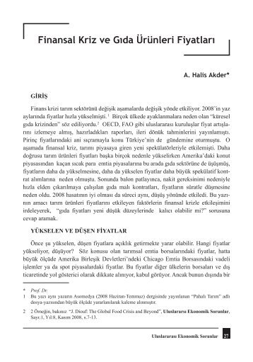 Finansal Kriz ve G?da,