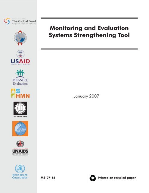 Monitoring and Evaluation Systems Strengthening Tool - Pepfar