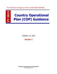 Country Operational Plan (COP) Guidance - Pepfar