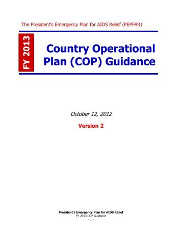 Country Operational Plan (COP) Guidance - Pepfar