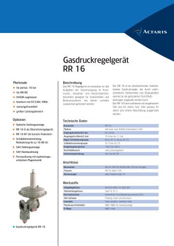 GasdruckregelgerÃ¤t RR 16 - Peppas Ltd Combustion - energy controls