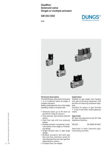 GasBloc Solenoid valve Single or multiple actuator GB 053 D02