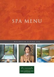 CURRENT SPA MENU & RATES - Cradle Mountain Lodge