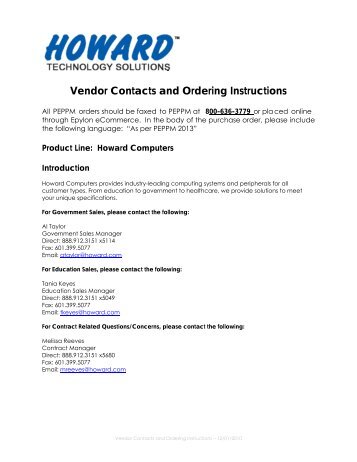 Howard Computers Ordering Instructions - Peppm