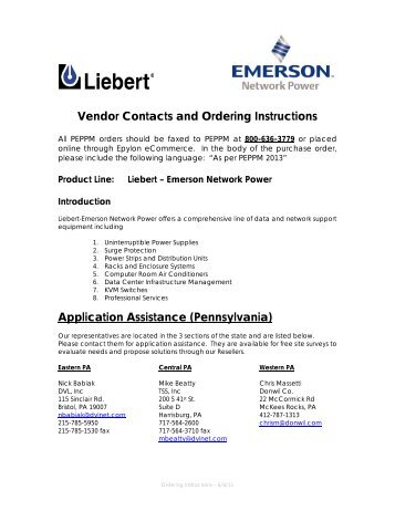 Vendor Contacts and Ordering Instructions Application ... - Peppm