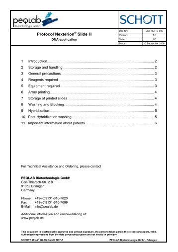 Protocol Nexterion Slide H - PEQLAB Biotechnologie GmbH