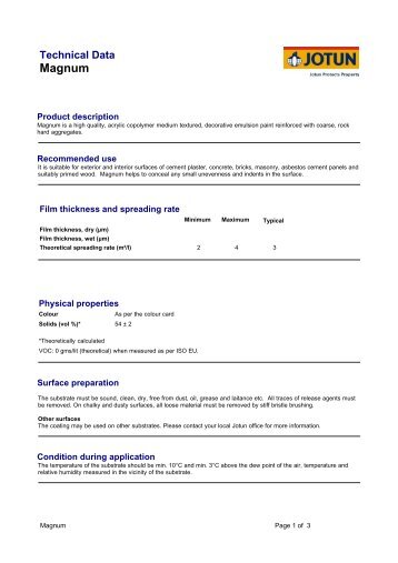 Specification - Jotun paint