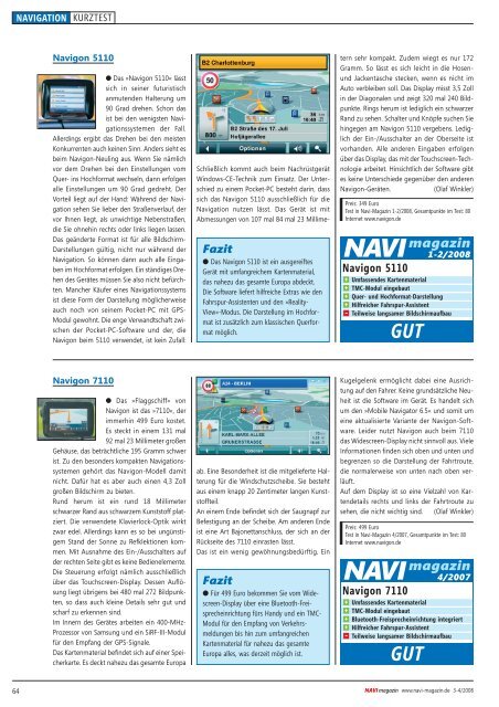 Die neuesten Navi-Geräte im Praxistest - Navi-Magazin ONLINE