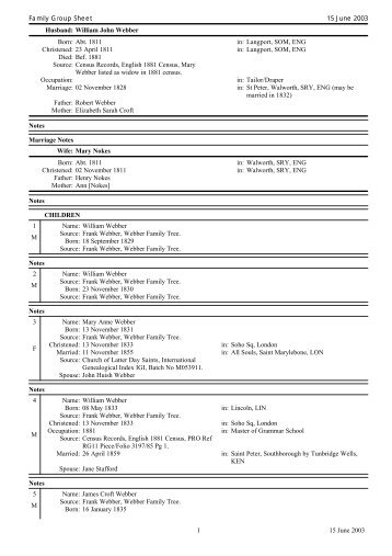 view Webber-Nokes Family Group Sheet - Percy L Withers