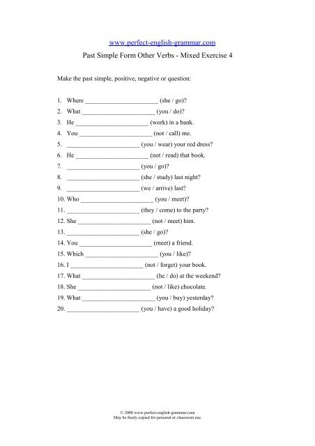 To Download This Exercise In Pdf Perfect English Grammar