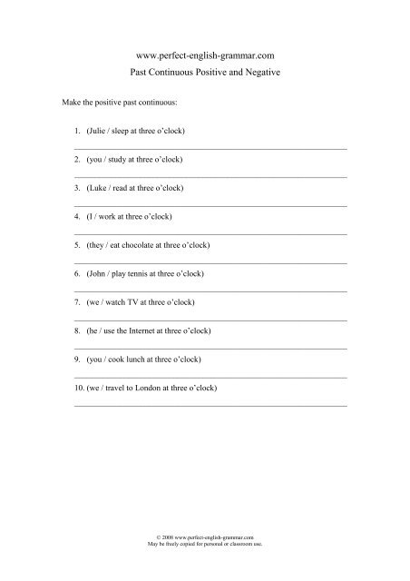 Past Continuous Positive and Negative - Perfect English Grammar