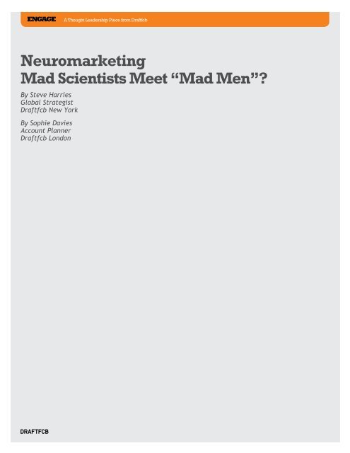 Neuromarketing Mad Scientists Meet âMad Menâ? - The Institute of ...