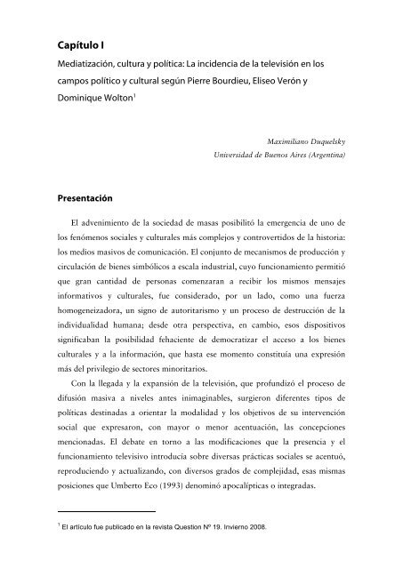 CUESTIONES SOBRE MEDIOS MASIVOS E INDUSTRIAS