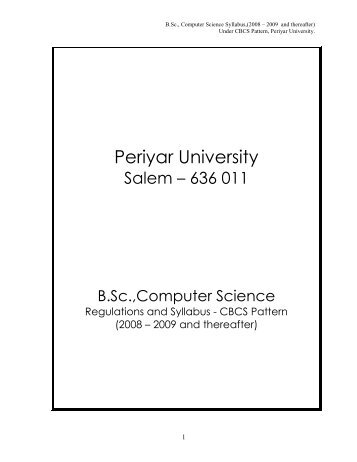 B.Sc. Computer Science - Periyar University
