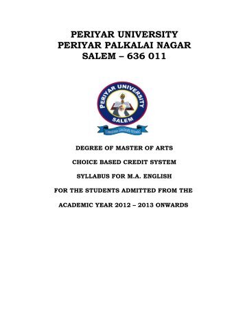 M.A. English - Periyar University