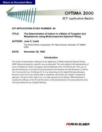 The Determination of Indium in a Matrix of Tungsten and ...