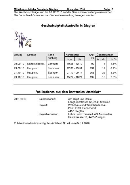 Abwart/in Gemeindeliegenschaften (Pensum ... - Gemeinde Diegten