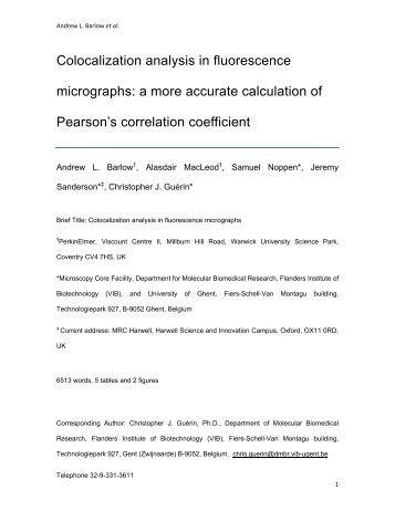 a more accurate calculation of Pearson's correlation ... - PerkinElmer