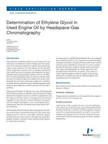 Determination of the Ethylene Glycol in Used Engin Oil - PerkinElmer