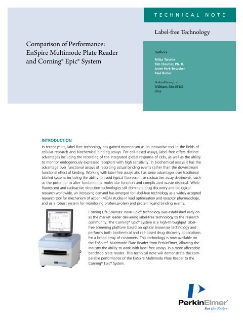 Comparison of Performance: EnSpire Multimode Plate ... - PerkinElmer