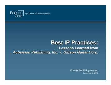 Best IP Practices: Lessons Learned from Activision ... - Perkins Coie