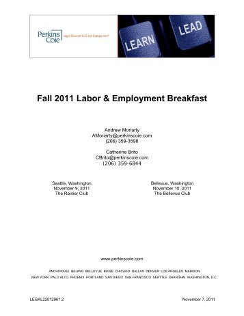 Fall 2011 Labor & Employment Breakfast - Perkins Coie