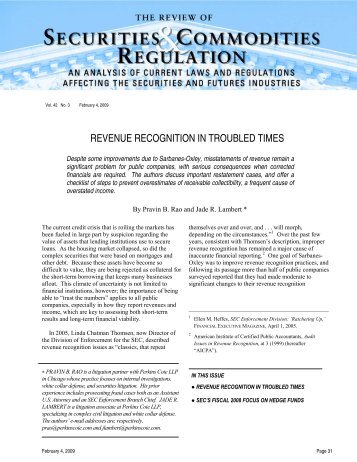 Revenue Recognition in Troubled Times - Perkins Coie
