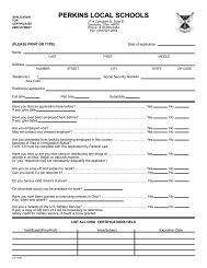 Application for Employment - Perkins Local Schools