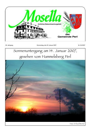 Sonnenuntergang am 14. Januar 2007, gesehen vom ... - Perl