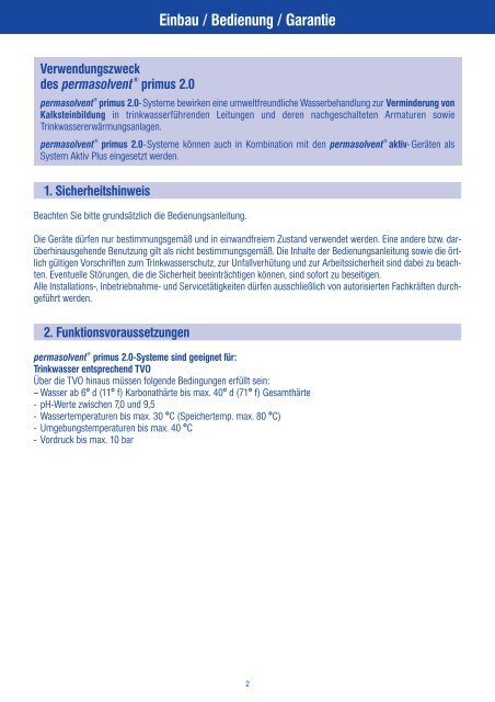 permasolvent primus 2.0 - Perma Trade Wassertechnik GmbH