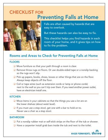 CHECKLIST FOR Preventing Falls at Home - permanente.net