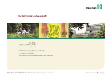 Medizinisches Leistungsprofil - MediClin Fachklinik Rhein-Ruhr