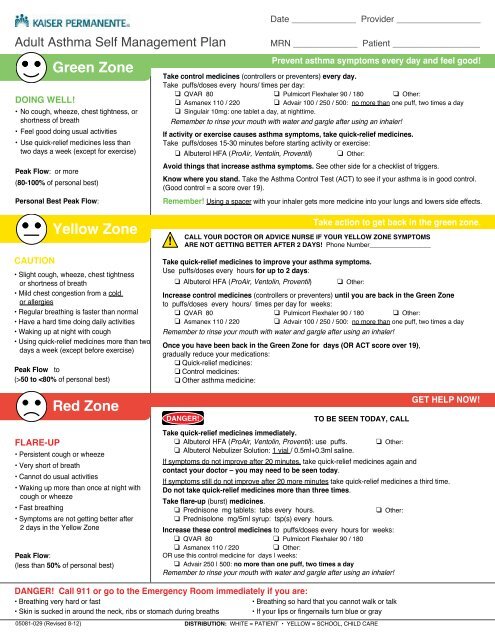 Adult Asthma Self-Management Plan - My Doctor Online The ...