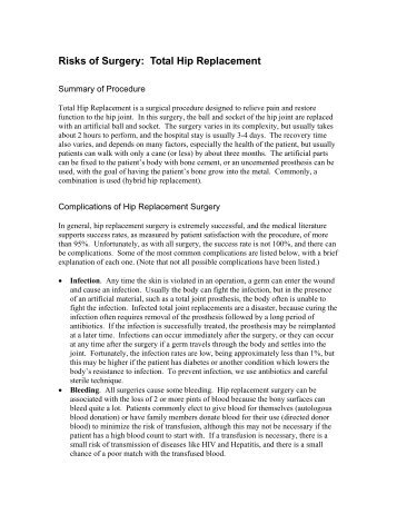 Risks of Surgery: Total Hip Replacement - permanente.net