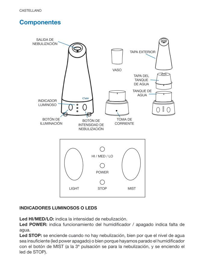 Manual instrucciones Humidificador Clabi - PerÃ³xidos FarmacÃ©uticos