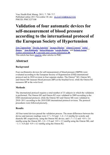 Validation of four automatic devices for self-measurement of blood ...