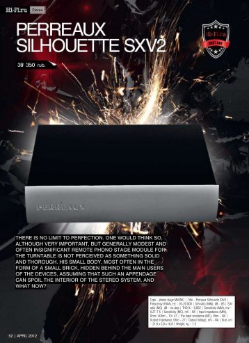 Review : Perreaux Silhouette SXV2 Phono Preamplifier : hi-fi.ru