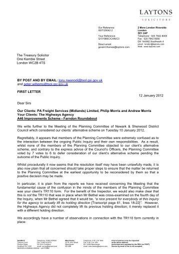 Letter 1 to TSol, dated 12th January, Re PAF Planning Application