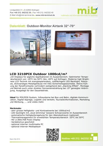 m.i.b GmbH Datenblatt: Outdoor-Monitor Airtank 32“-70“